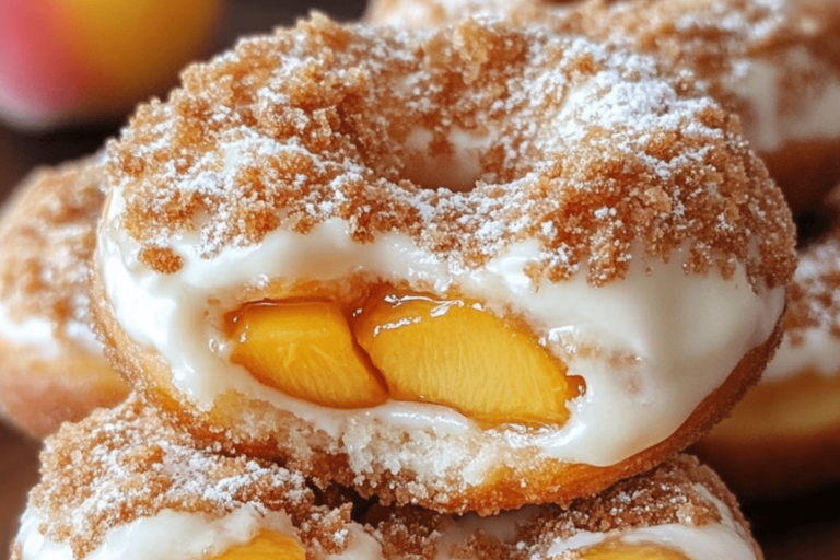 Peach Cobbler Cheesecake Donuts-min