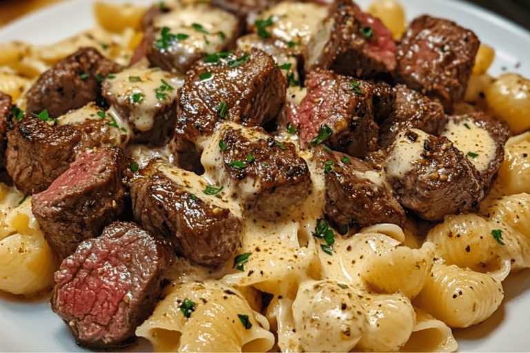Garlic Butter Steak Bites & Creamy Parmesan Shells 2 Garlic Butter Steak Bites