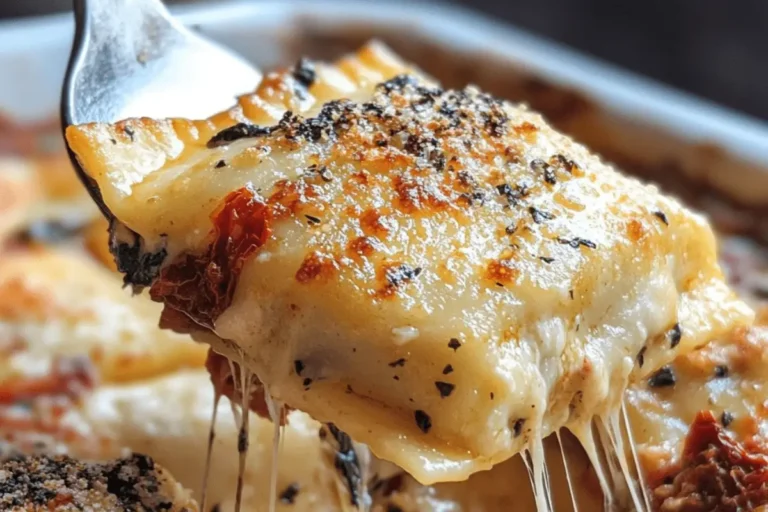 One-Pot Creamy Tuscan Ravioli Bake with Garlic Parmesan Sauce 1 ONE POT CREAMY TUSCAN RAVIOLI BAKE WITH GARLIC PARMESAN SAUCE min