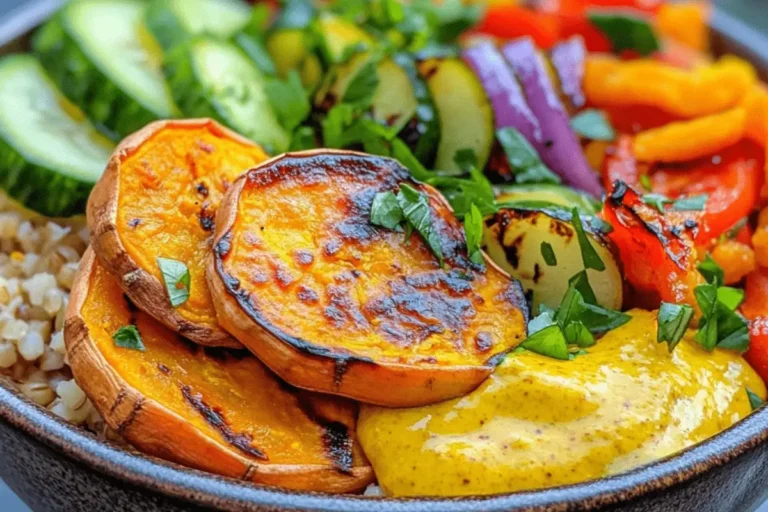 ROASTED SWEET POTATO POWER BOWL WITH TURMERIC YOGURT SAUCE 1 ROASTED SWEET POTATO POWER BOWL WITH TURMERIC YOGURT SAUCE min