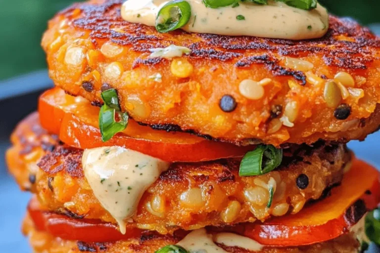 SWEET POTATO RED LENTIL BURGERS WITH CREAMY CILANTRO TAHINI min