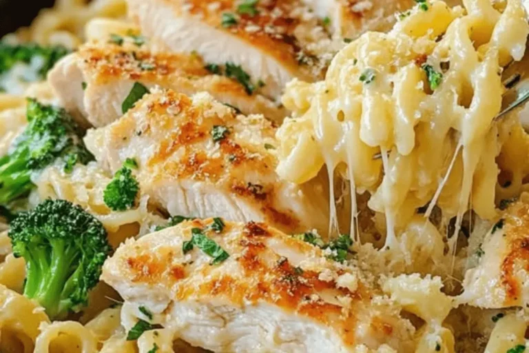 ONE POT CREAMY CHICKEN AND BROCCOLI PASTA WITH GARLIC PARMESAN SAUCE min