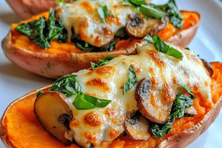 SWEET POTATO SKINS LOADED WITH SPINACH MUSHROOM FETA SERVED WITH GARLIC PARMESAN DIP min