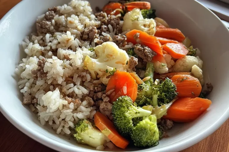 Ground Beef & Veggie Stir-Fry Rice Bowl