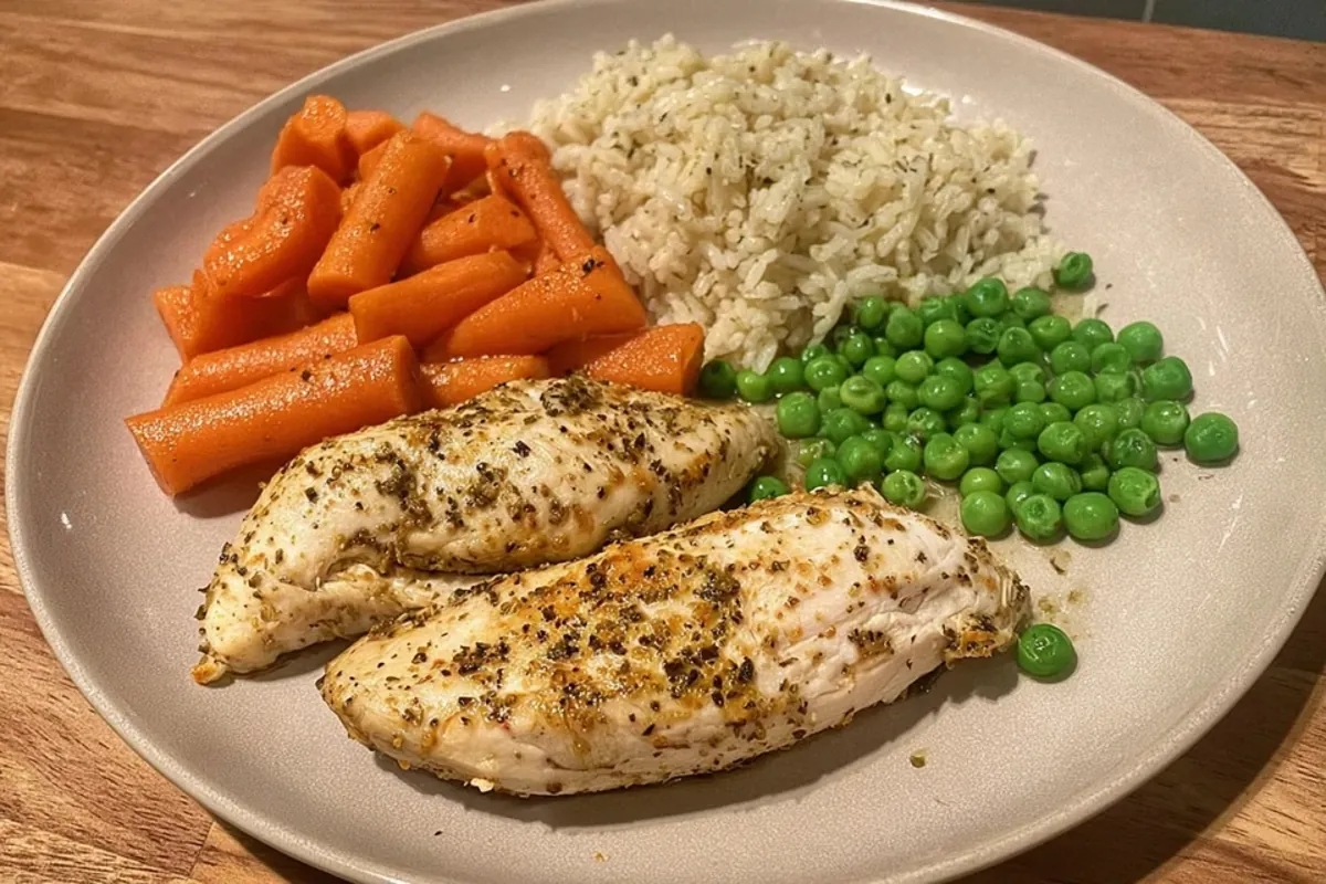 Herb Chicken with Buttered Rice and Veggie Medley