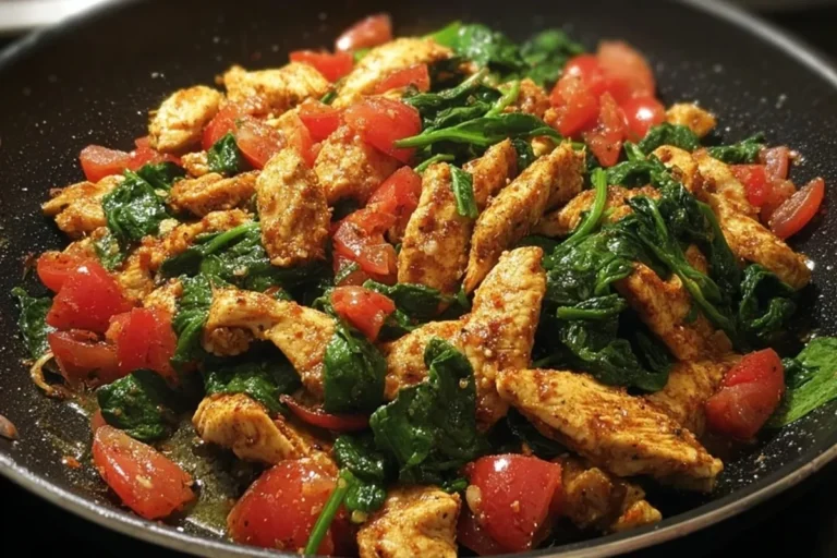 Spicy Garlic Chicken with Spinach & Tomato