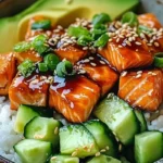 Teriyaki Glazed Salmon Rice Bowl with Avocado & Cucumber 3 r 1 3