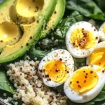 Quinoa Spinach Salad with Avocado & Eggs 3 r 4 min