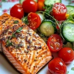 Pan-Seared Salmon with Cucumber-Tomato Salad 3 r 7 1