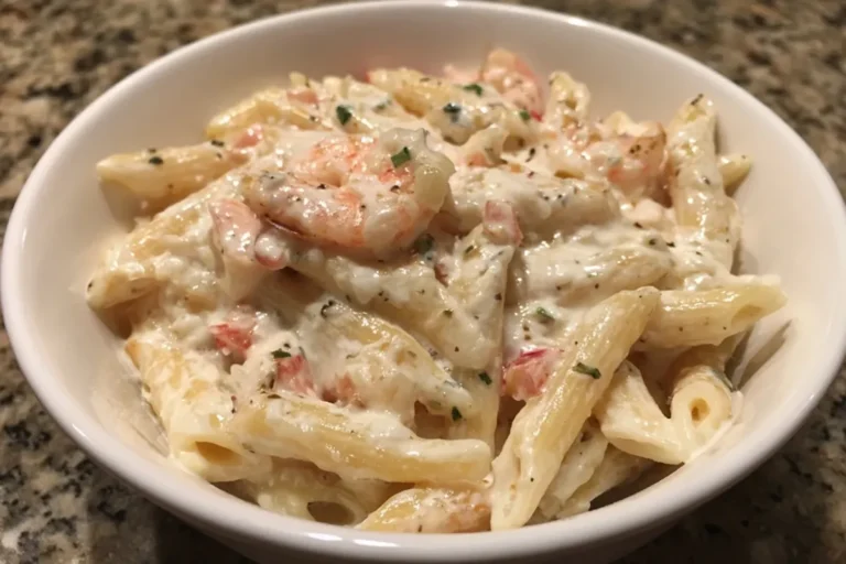 Creamy Garlic Shrimp Penne Alfredo,