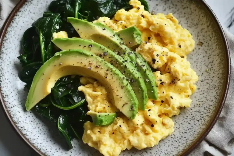 Spinach Avocado Scrambled Eggs