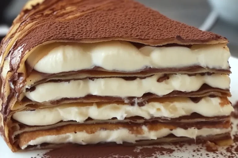 CHOCOLATE CREPE CAKE WITH LEMON VANILLA CREAM