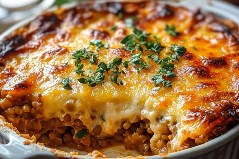 Cheesy Lentil Casserole — Baked with Veggies & Herbs