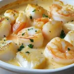 Creamy Garlic Seafood Bake