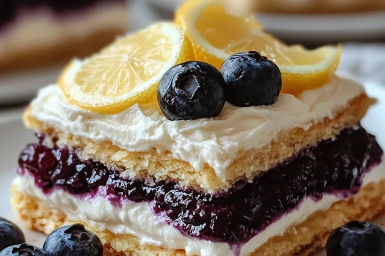 No-Bake Lemon Blueberry Éclair Cake