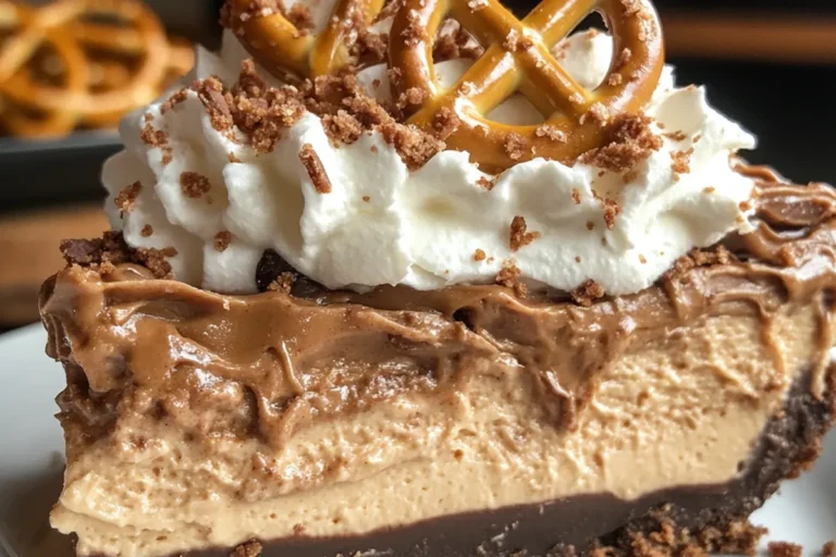 Peanut Butter Caramel Pretzel Cream Pie