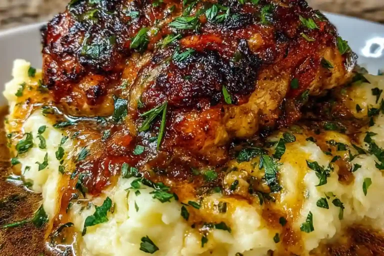 SMOTHERED CHICKEN THIGHS IN GRAVY