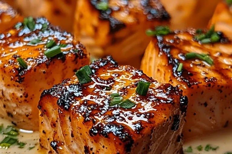 SWEET CHILI SALMON BITES WITH COCONUT CREAM