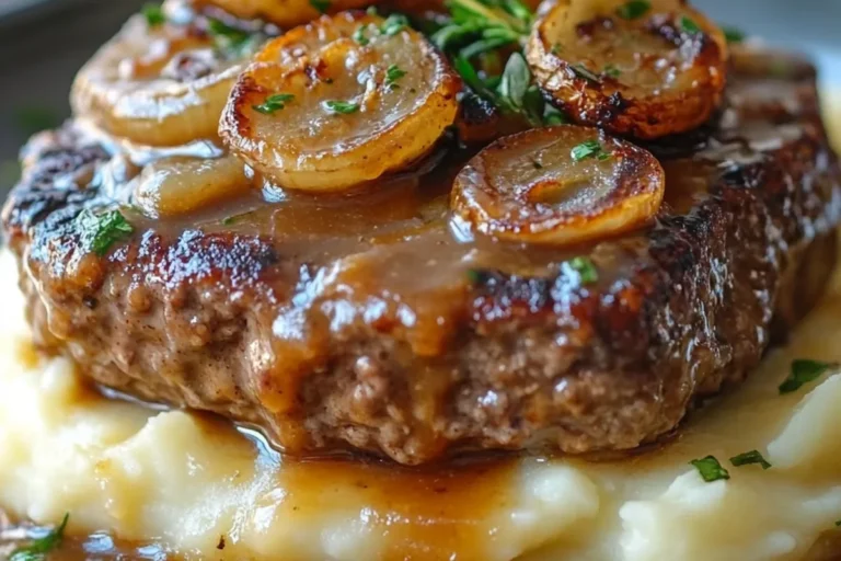 Salisbury Steak with Onion Gravy and Mashed Potatoes