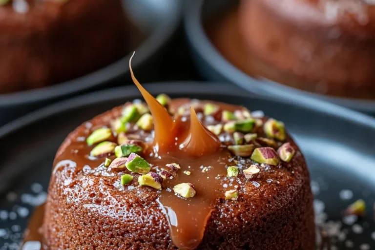 Salted Butterscotch Pistachio Fondant Cakes