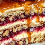 Caramel Pecan Raspberry Layer Cake