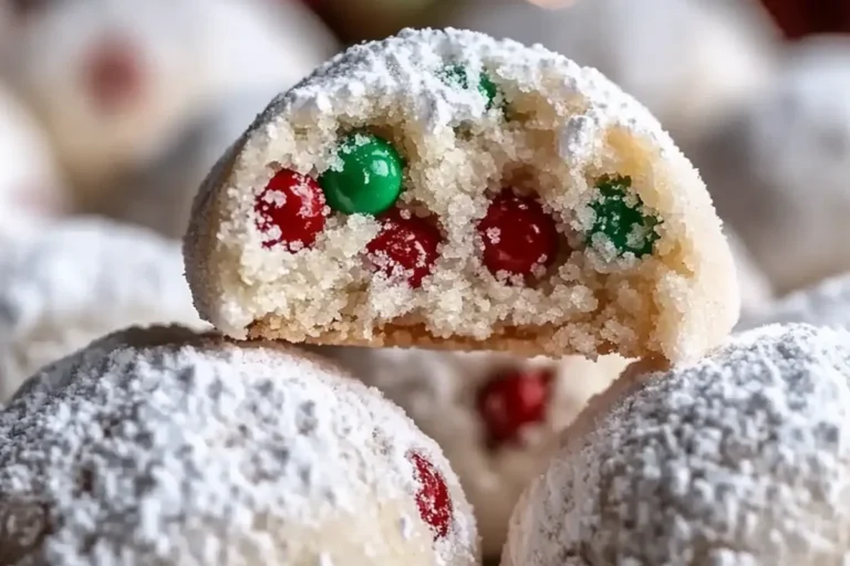 Christmas M&M Snowball Cookies