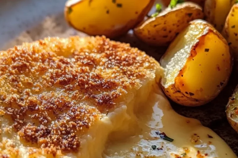 Crispy Cheese Crusted Fish with Baby Potatoes