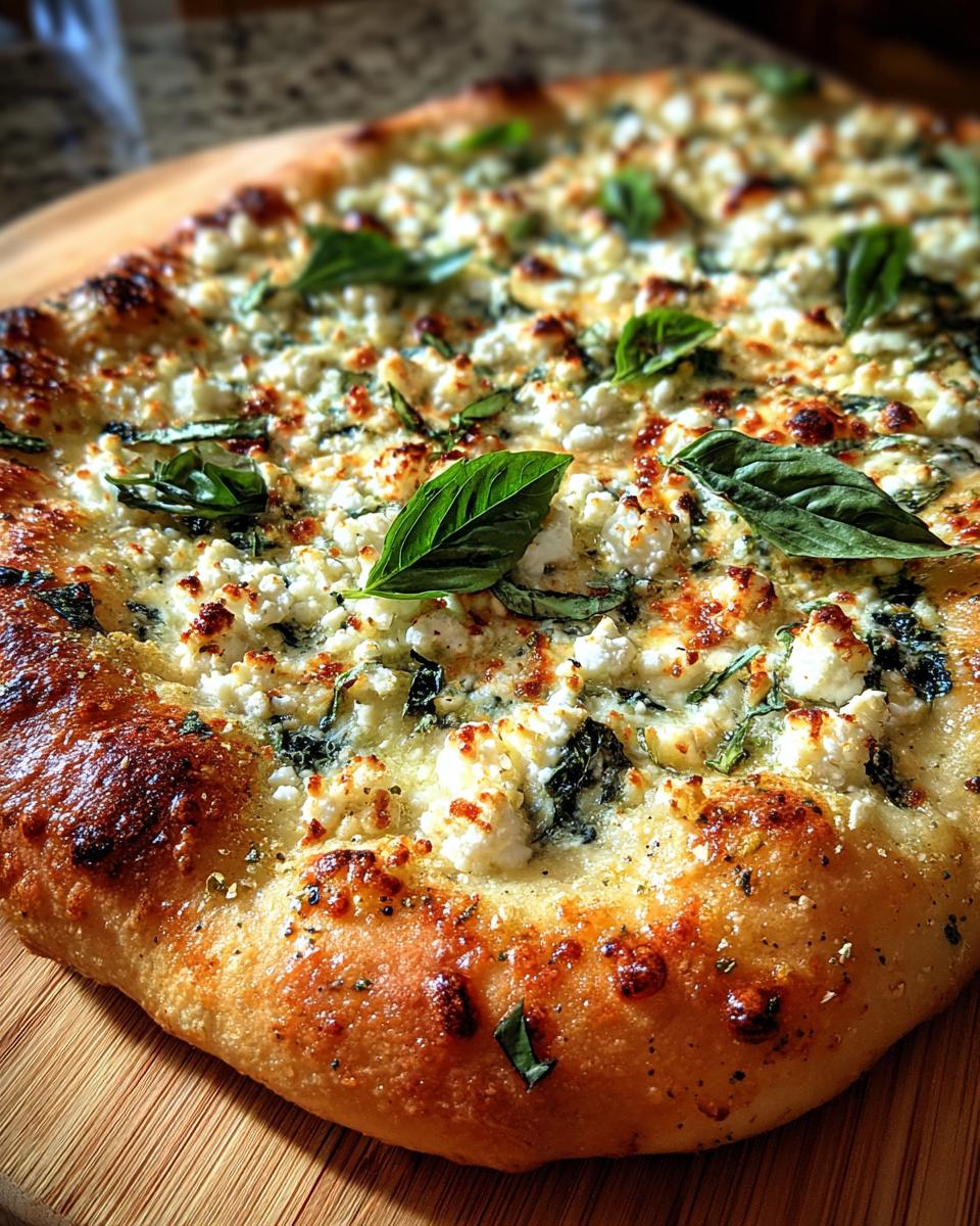 Greek Spinach Garlic Pizza - detail 1