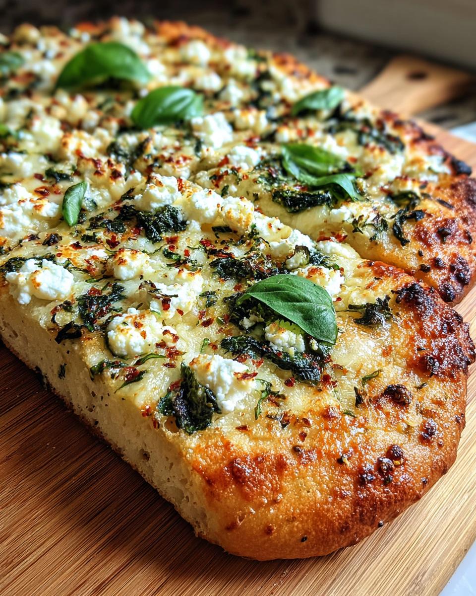 Greek Spinach Garlic Pizza - detail 2