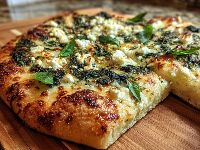 Greek Spinach Garlic Pizza