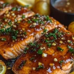 Honey Garlic Glazed Salmon with Roasted Baby Potatoes