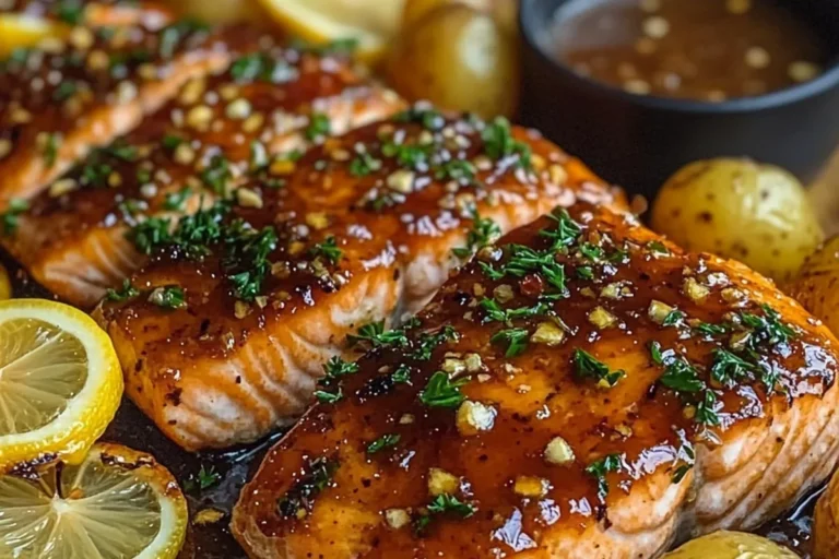 Honey Garlic Glazed Salmon with Roasted Baby Potatoes