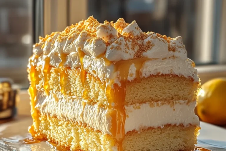 Lemon Caramel Marshmallow Drip Cake