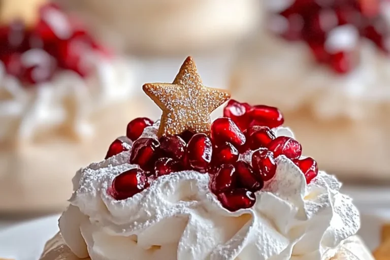 MINI PAVLOVAS WITH WHIPPED CREAM & POMEGRANATE
