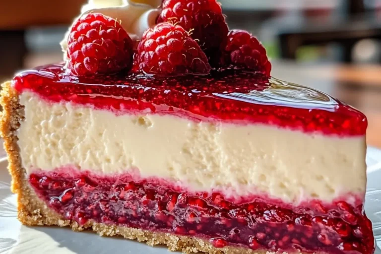 Raspberry Jelly Cheesecake Slice