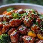 STICKY GLAZED CHICKEN SAUSAGE STIR-FRY