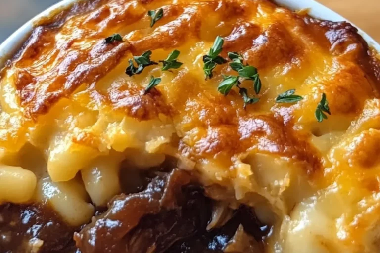 Tender Oxtail Pot Pie with Mac & Cheese Crust