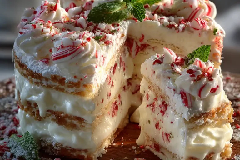 WHITE CHOCOLATE PEPPERMINT LAYER CAKE