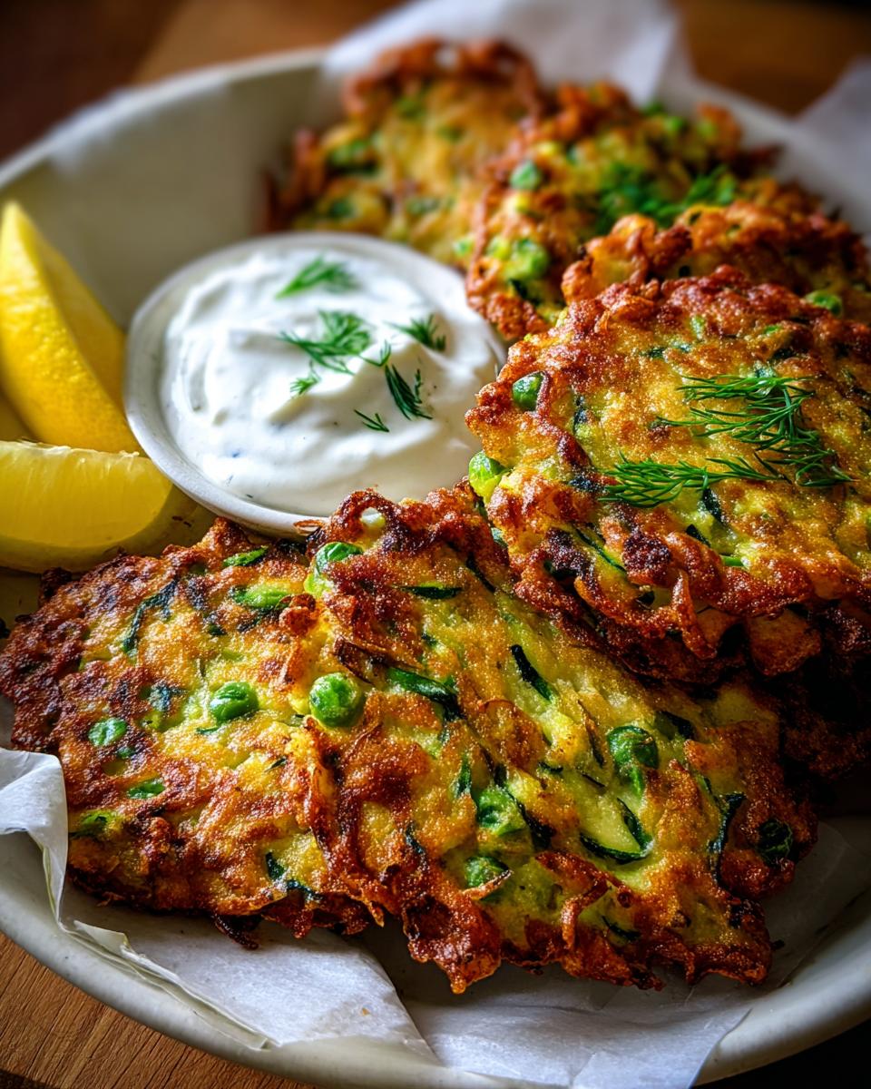 Zucchini Pea Fritters - detail 2