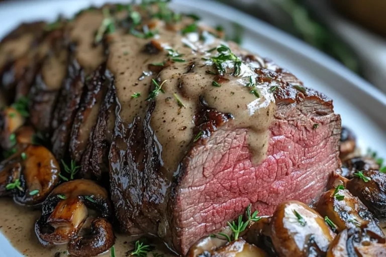 Roast Beef with Mushroom Gravy