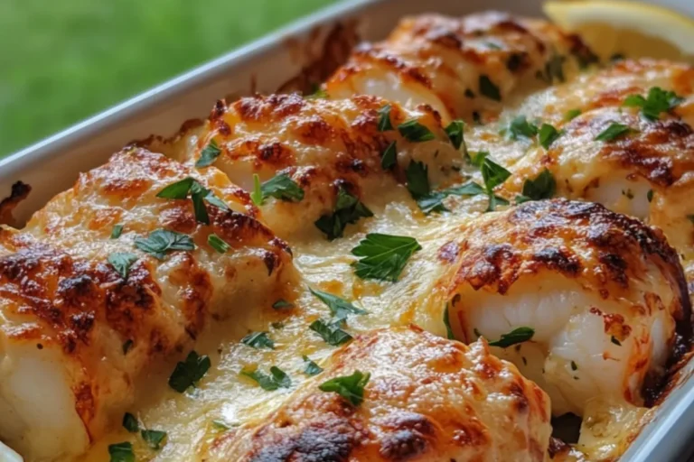 Baked Lobster Tails in Creamy Garlic Cheese Sauce