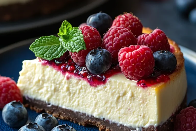 Baked Vanilla Cheesecake with Fresh Berries