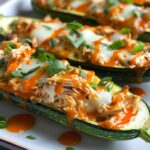 Buffalo Chicken Zucchini Boats