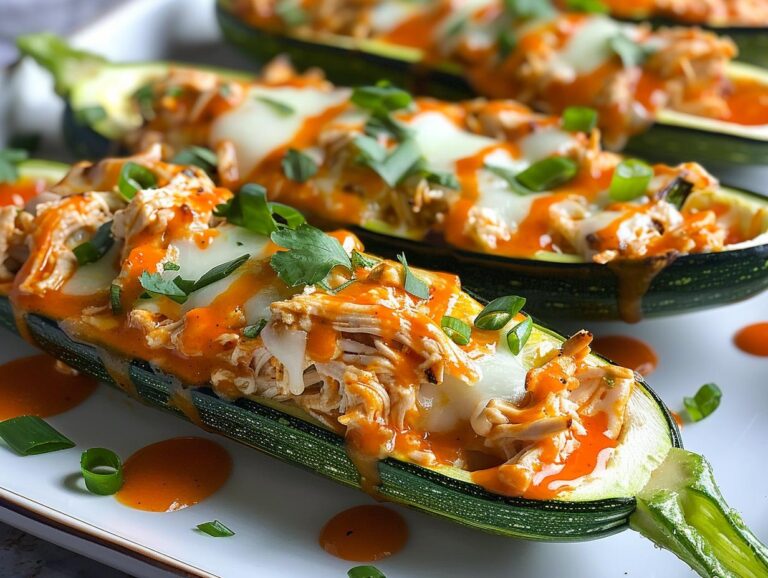 Buffalo Chicken Zucchini Boats