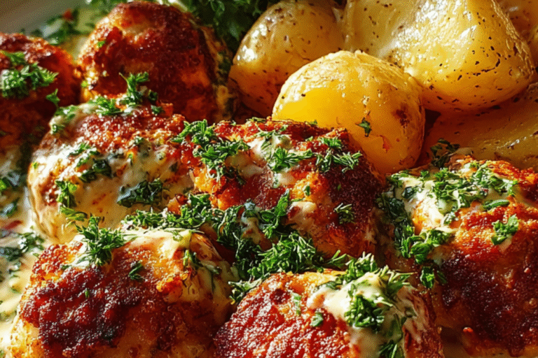 CHICKEN MEATBALLS IN CREAMY HERB SAUCE