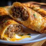Cheesy Beef Egg Rolls
