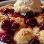 Cherry Cobbler with Vanilla Ice Cream