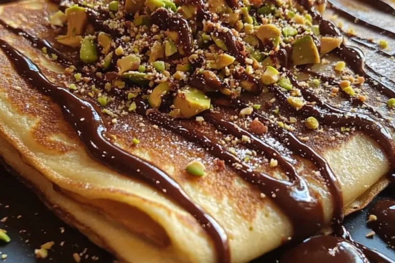 Chocolate Pistachio Stuffed Crepes