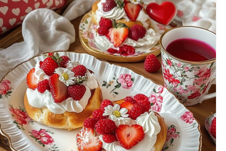 Cream Buns with Whipped Cream and Fresh Berries