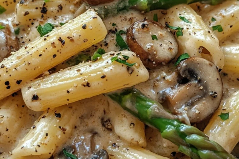 Creamy Mushroom Asparagus Rigatoni